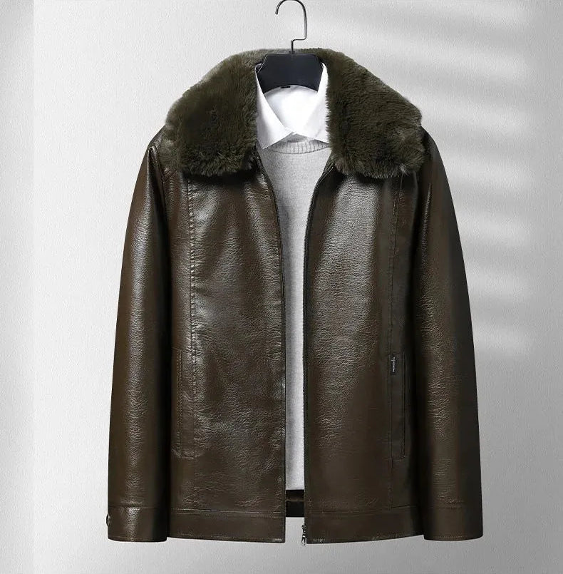 Men's fleece leather jacket, additional view