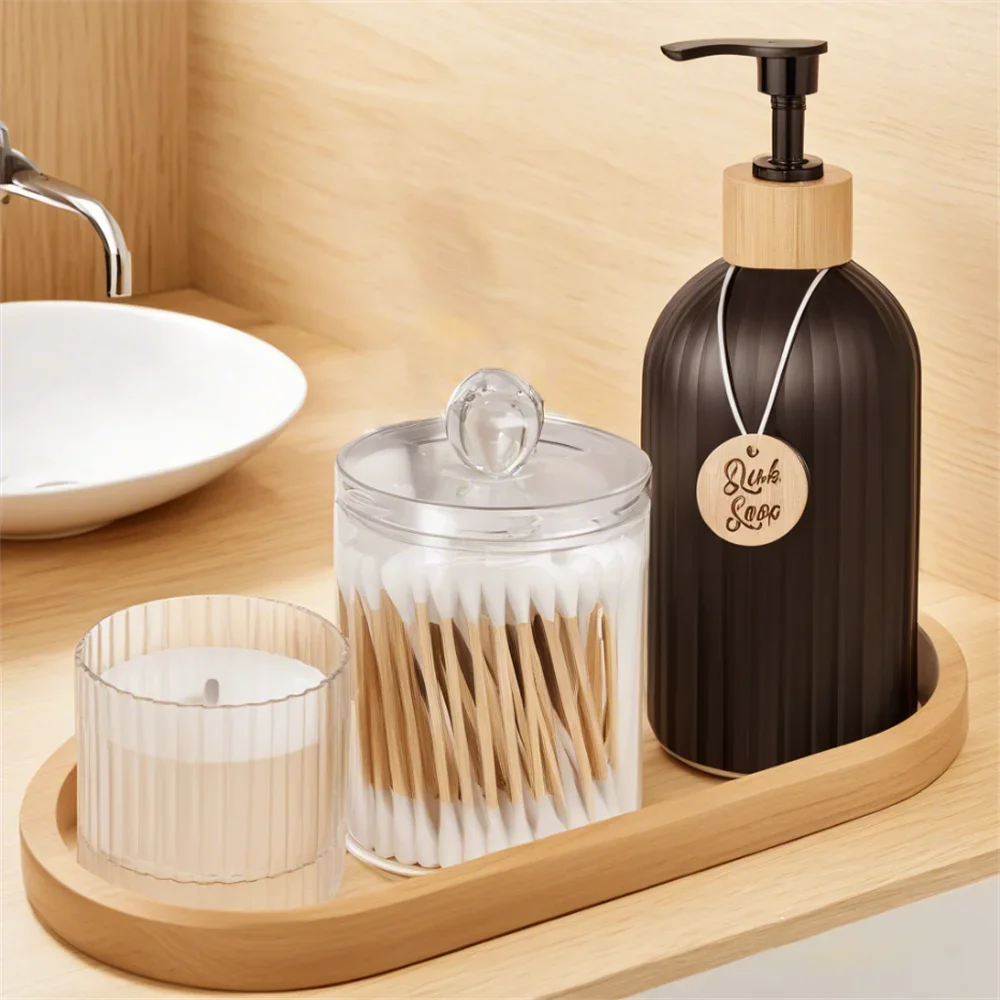 Toeletta wooden tray with soap and jars