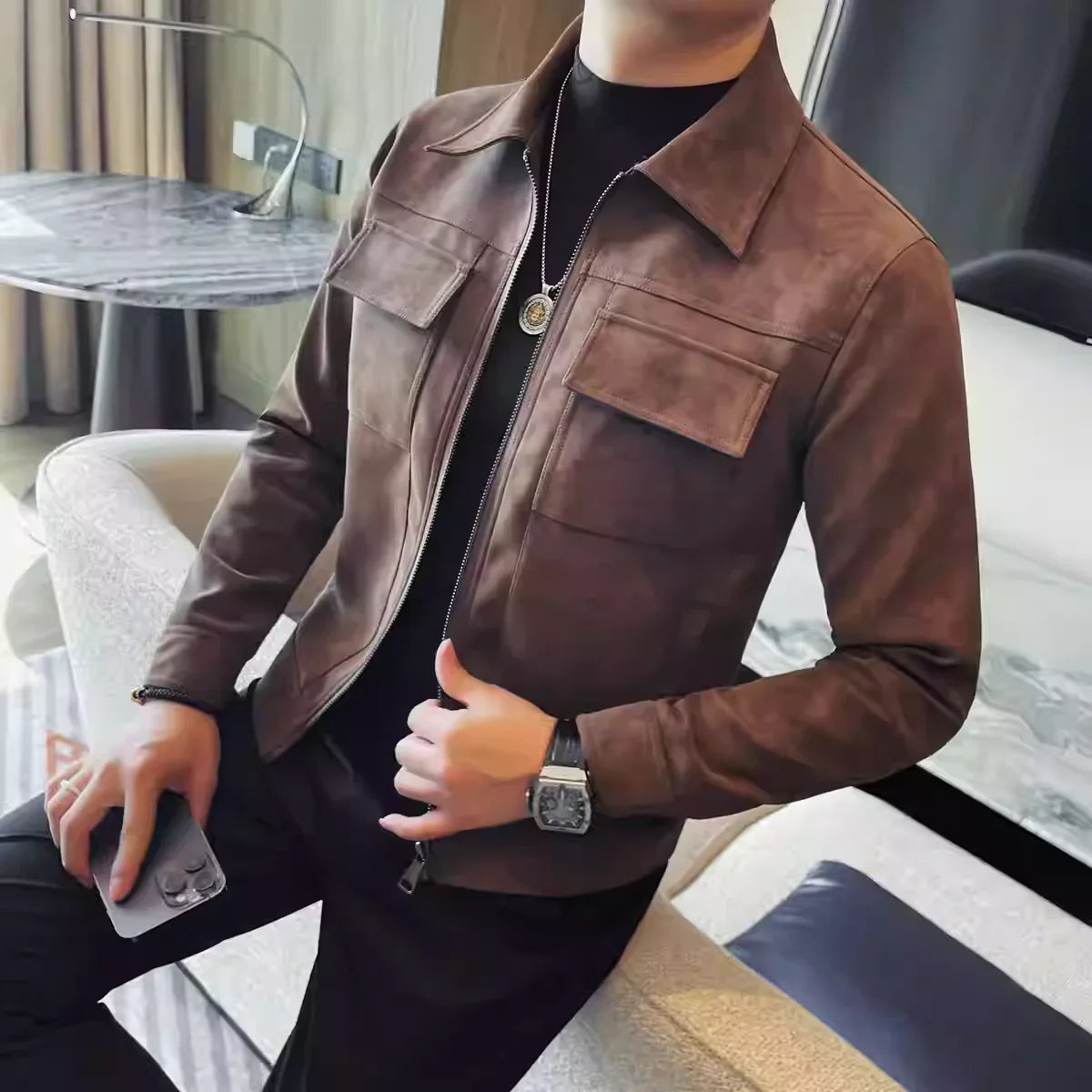 Pietro men's suede jacket, additional view