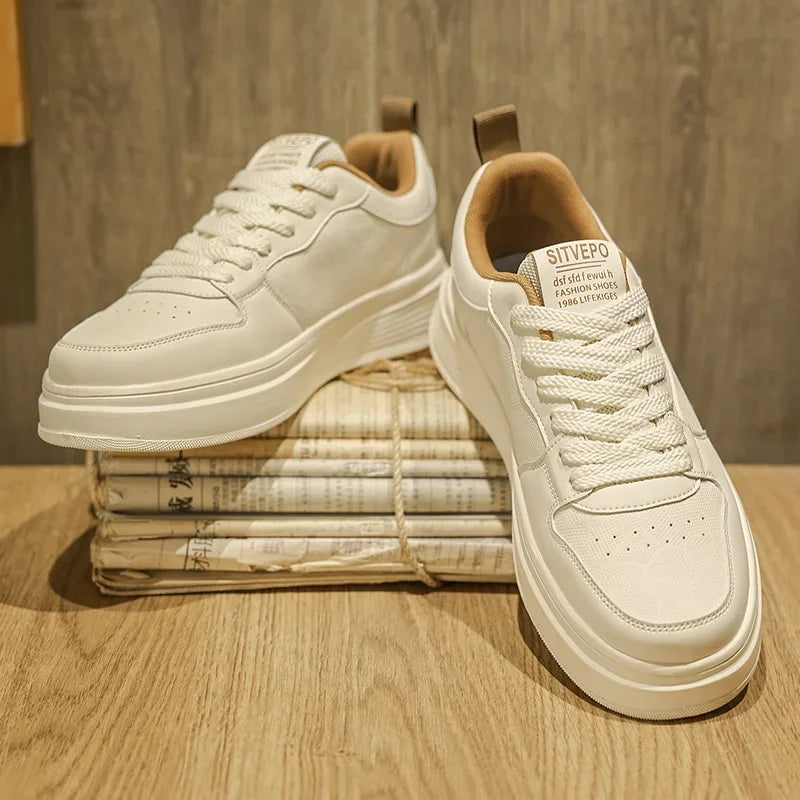 Riccardo men's elegant leather sneakers, view 4