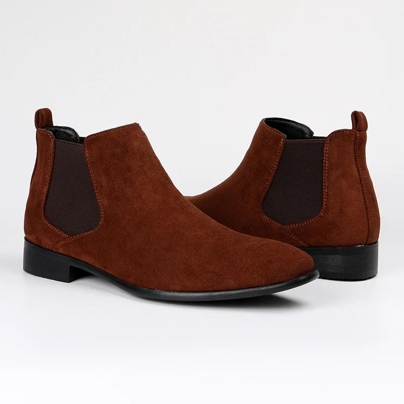 Treviso men's suede Chelsea boots in Brown, side view