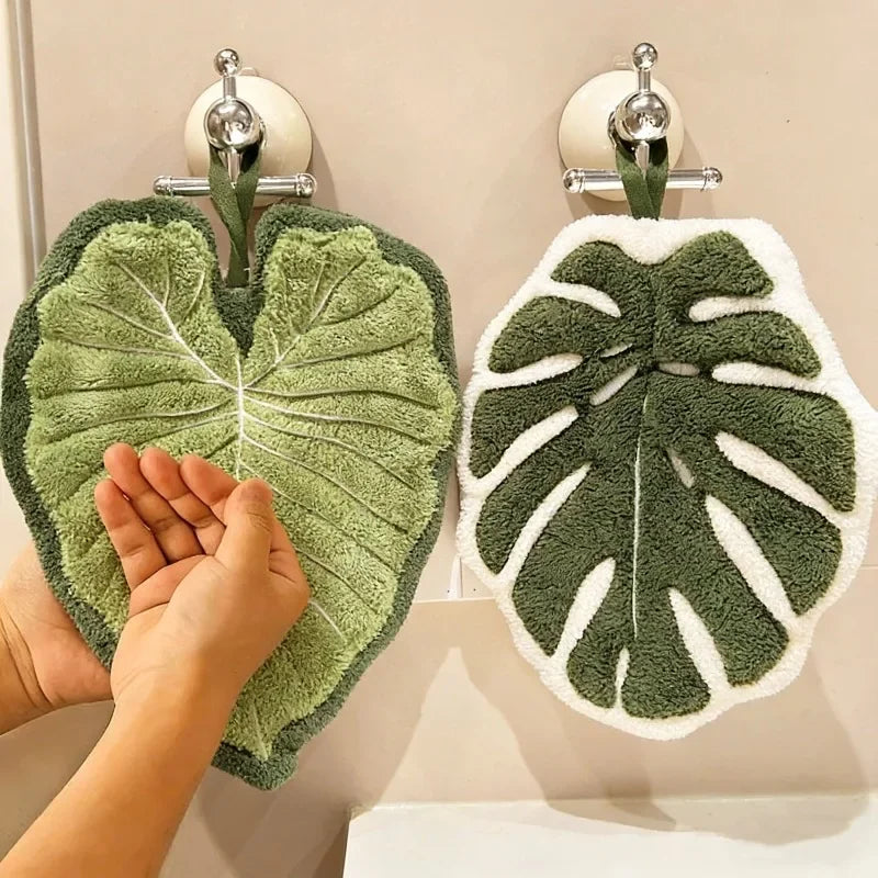 Tropico monstera leaf hand towels