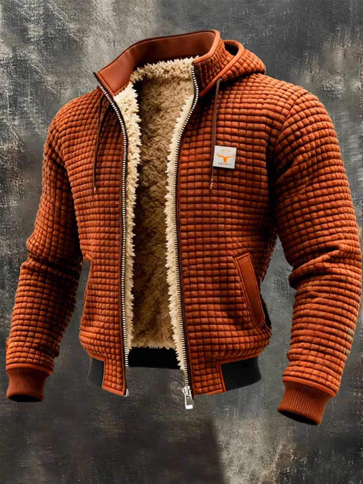 Vintage Zip-Up Hooded Jacket in Brown