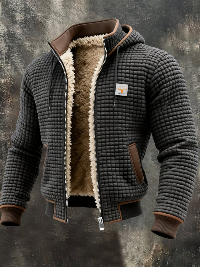 Vintage Zip-Up Hooded Jacket in Grey