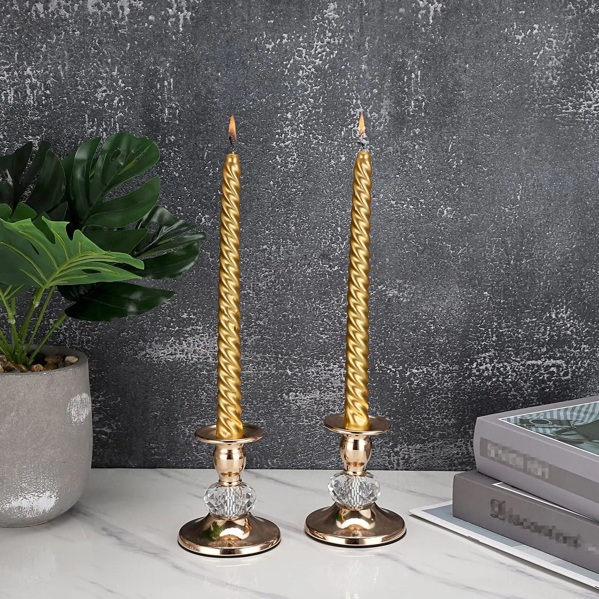 Vittoria taper candle holders in gold