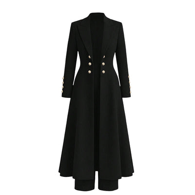 Vittoria women's double-breasted knit coat and pants set - Black