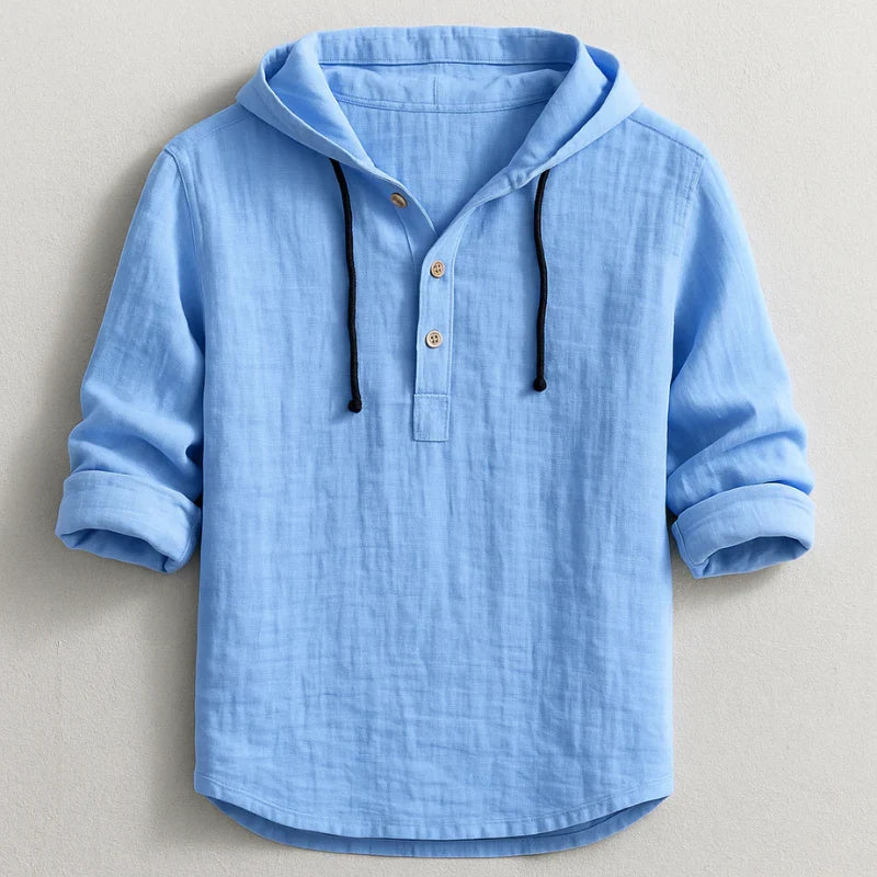 Men's Weston hooded henley shirt — Sky Blue