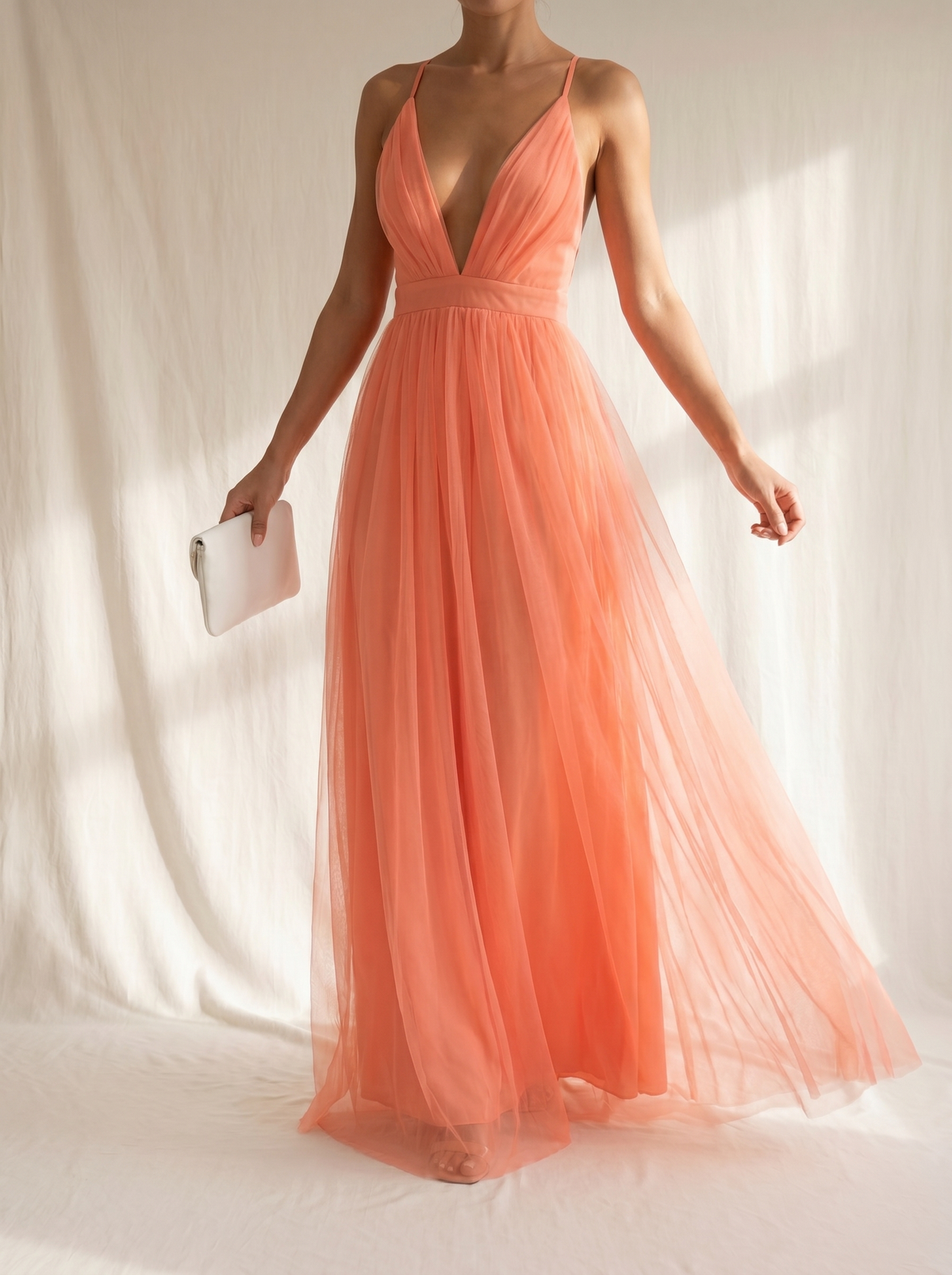 Ginevra Light Coral Maxi Dress, view 2