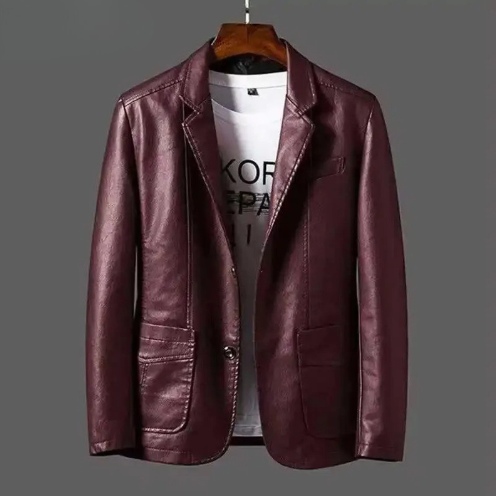 Massimo men's leather jacket, alternate view