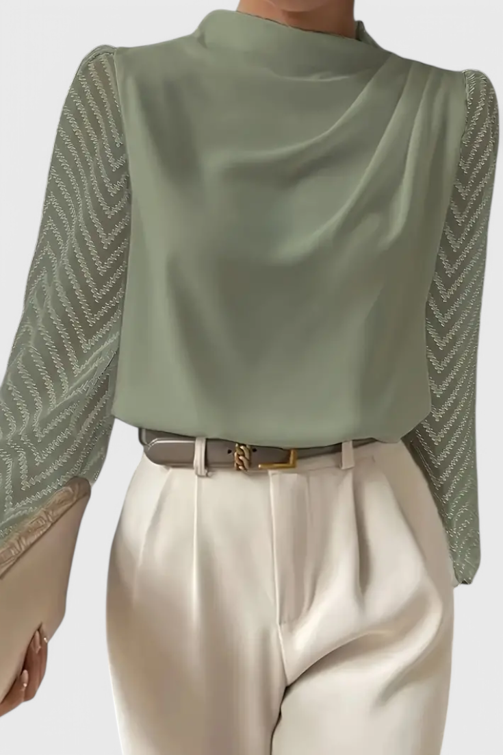 Zaraa Sheer Sleeve Fluid Blouse – women's shirts, view 2