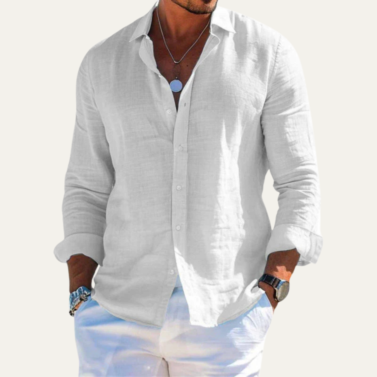 Zoagli Cotton-Linen Shirt in White