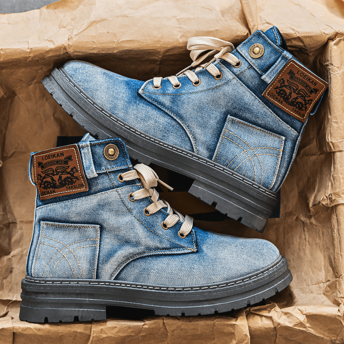 Durham Denim Lace Up Boots – men's shoes