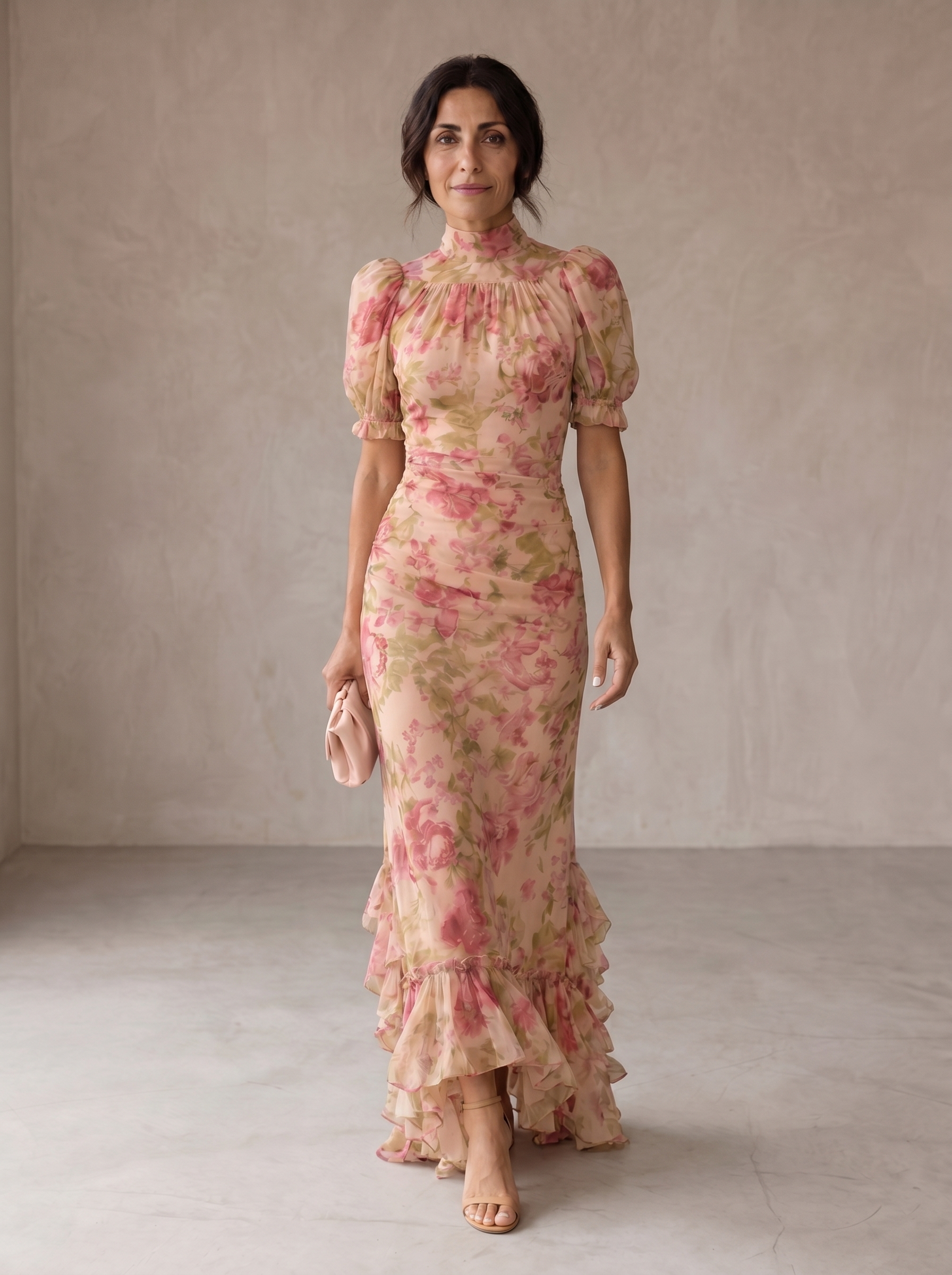 Rosario Elegant Floral Chiffon Maxi Dress
