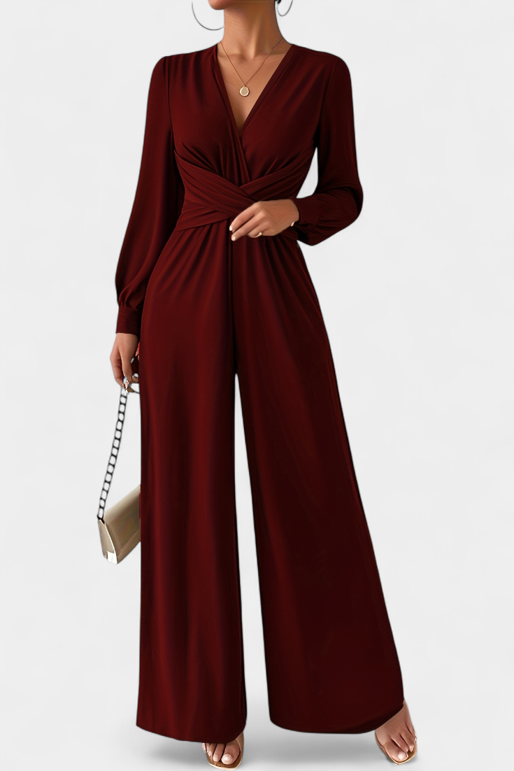 Eudora Chic V Neck Tailored Jumpsuit – women's jumpsuits
