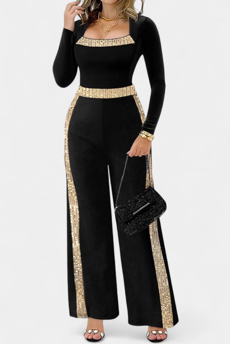 Cassiopéa Chic Sequin Jumpsuit with Back Bow Detail – women's jumpsuits